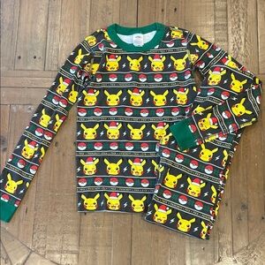 Hanna andersson Pokemon pikachu holiday Christmas pajamas size 12